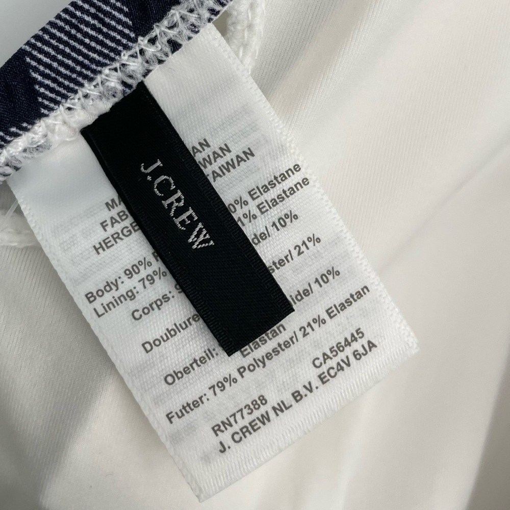NEW J. Crew Tie-shoulder One-piece Swimsuit Navy White Marine Plaid Seersucker 6 - Picture 11 of 14